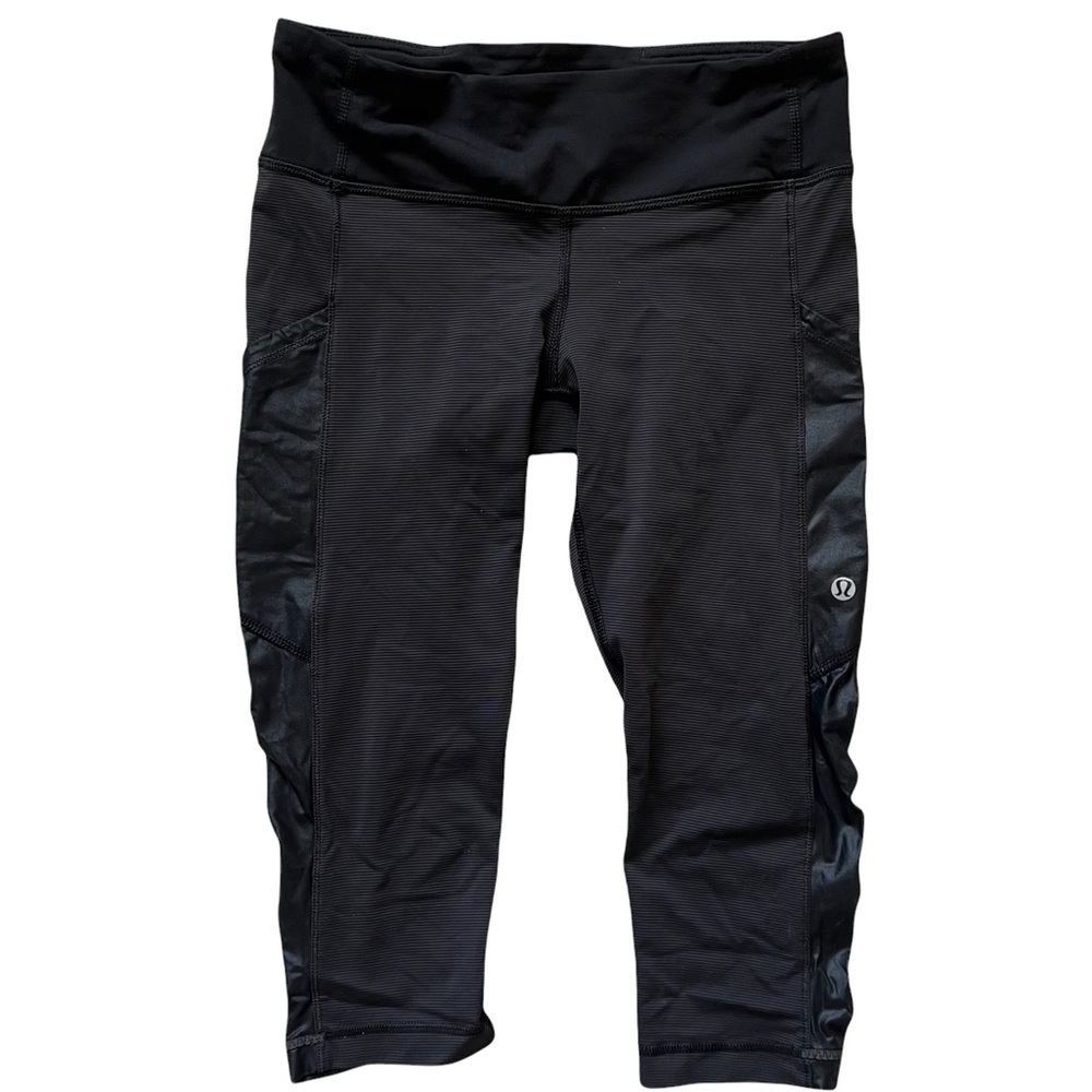LULULEMON BLACK 17” LEGGINGS WITH SIDE POCKETS SIZE 2
